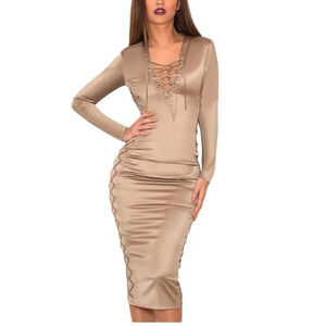 House of CB London Women's Size XS Green Makara Satin Dress